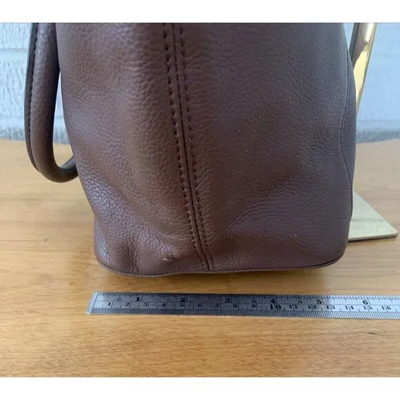 TIGNANELLO Brown Genuine Leather Double Handle Medium Size Bag Purse Lined EUC - Picture 12 of 14
